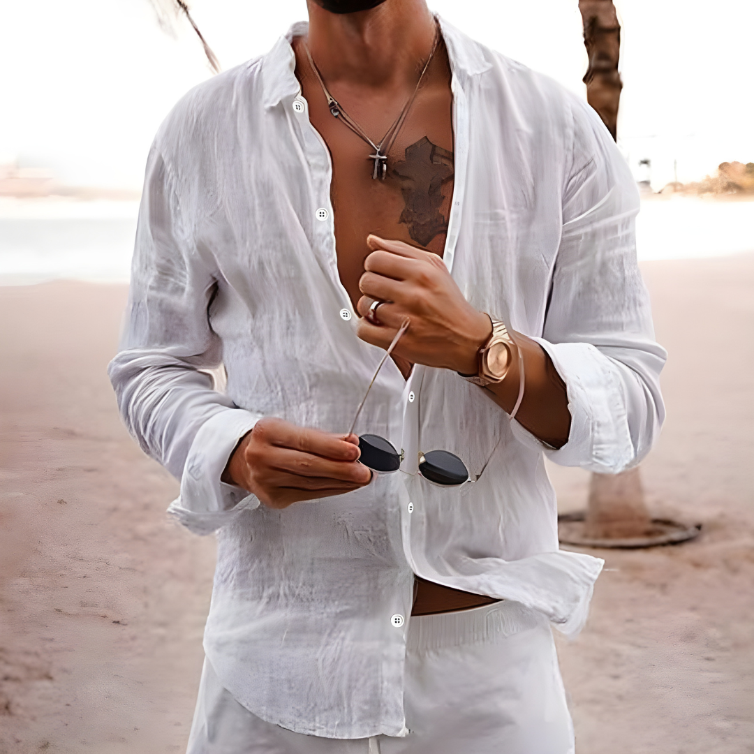 Chemise d'été légère en coton naturel décontractée homme – Pontlevoy