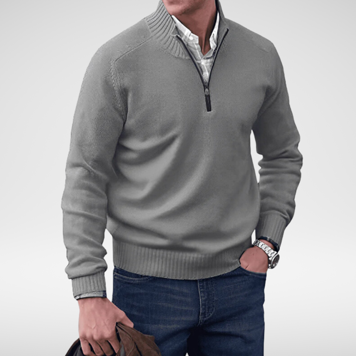 Pull col montant demi-zip