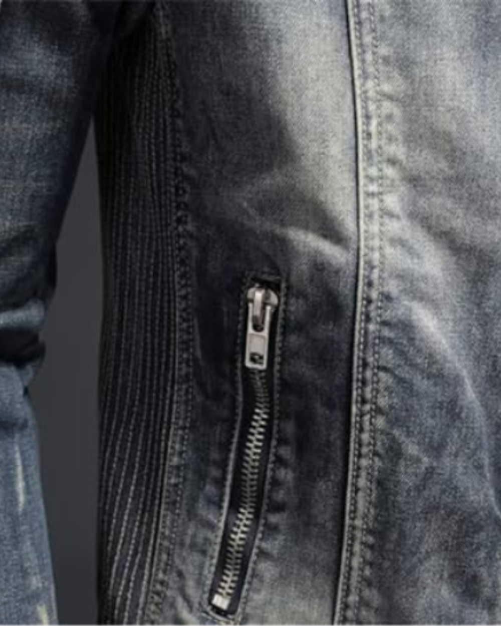 Veste en jean grise zippée