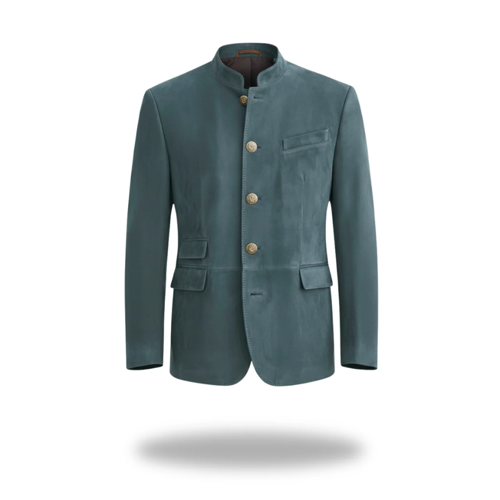 Blazer col officier aspect daim