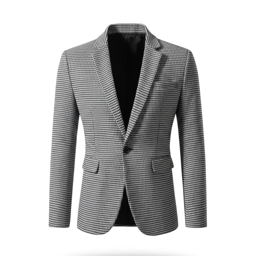 Blazer motif pied-de-poule un bouton