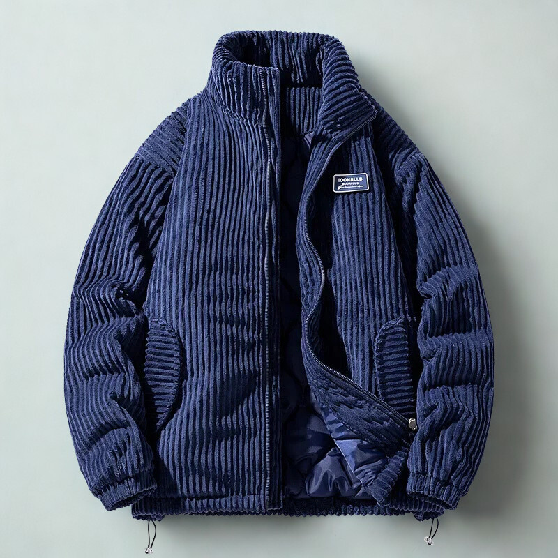 Veste zippée en velours côtelé matelassée