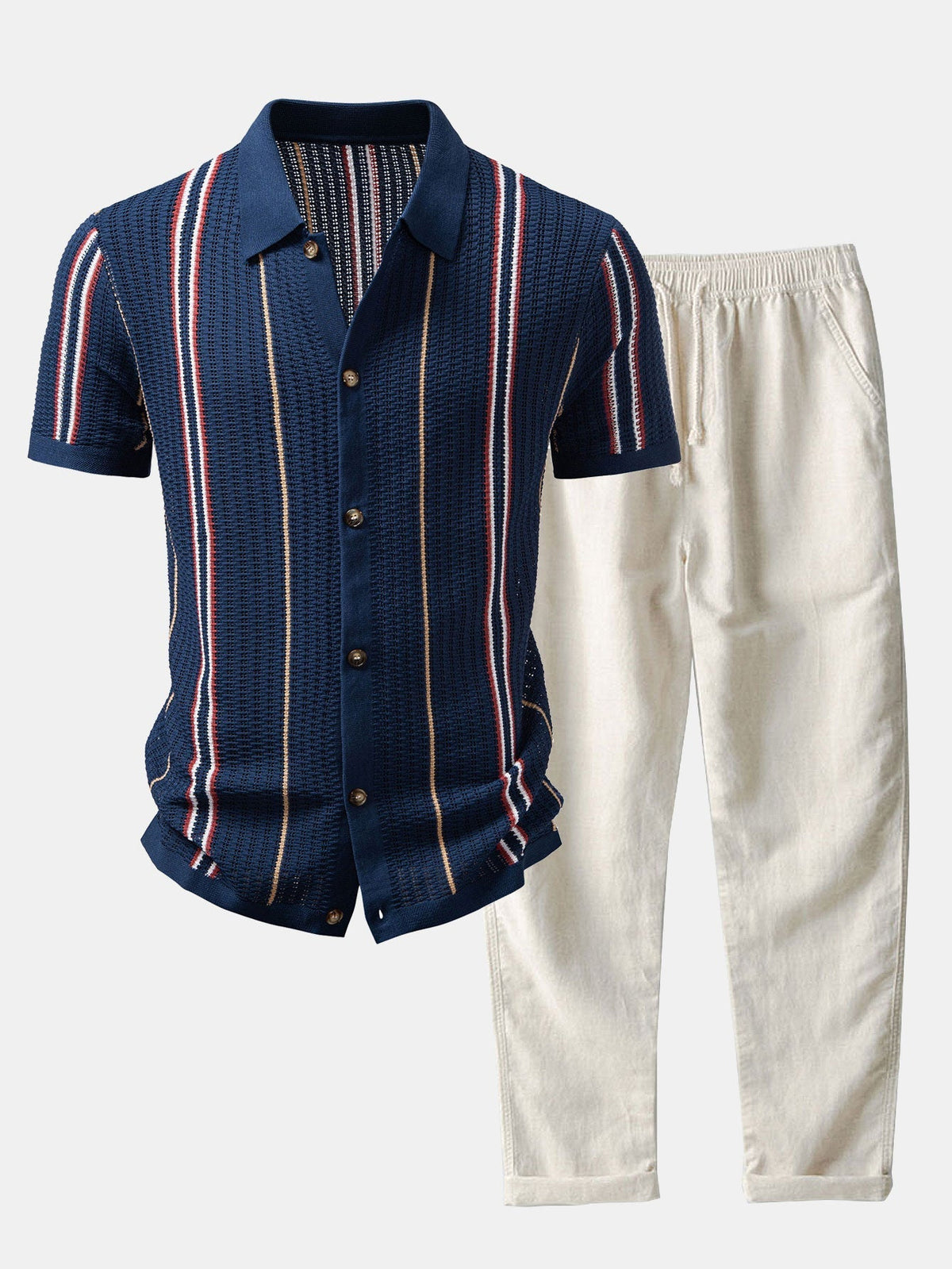 Ensemble chemise rayée et pantalon droit