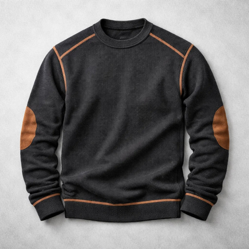 Pull gaufré col rond à coudières