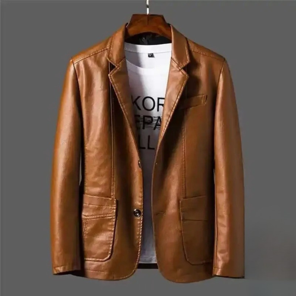 Blazer effet cuir à revers crantés