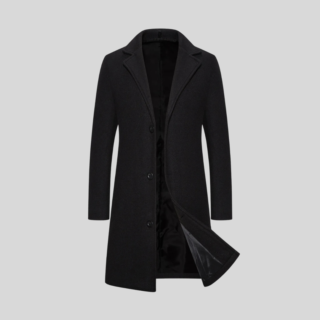 Manteau long aspect lainage col cranté