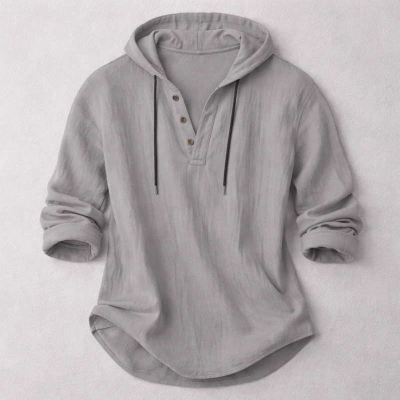 Chemise à capuche aspect lin boutonnée