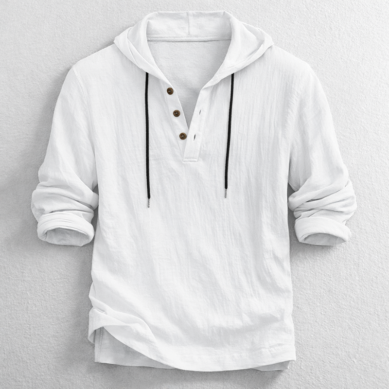 Chemise à capuche col henley boutonné