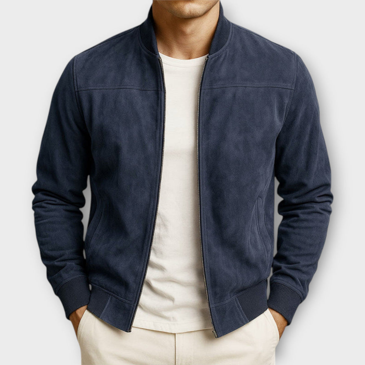 Veste bomber en cuir suédé coupe sportive classique homme – Gaujacq