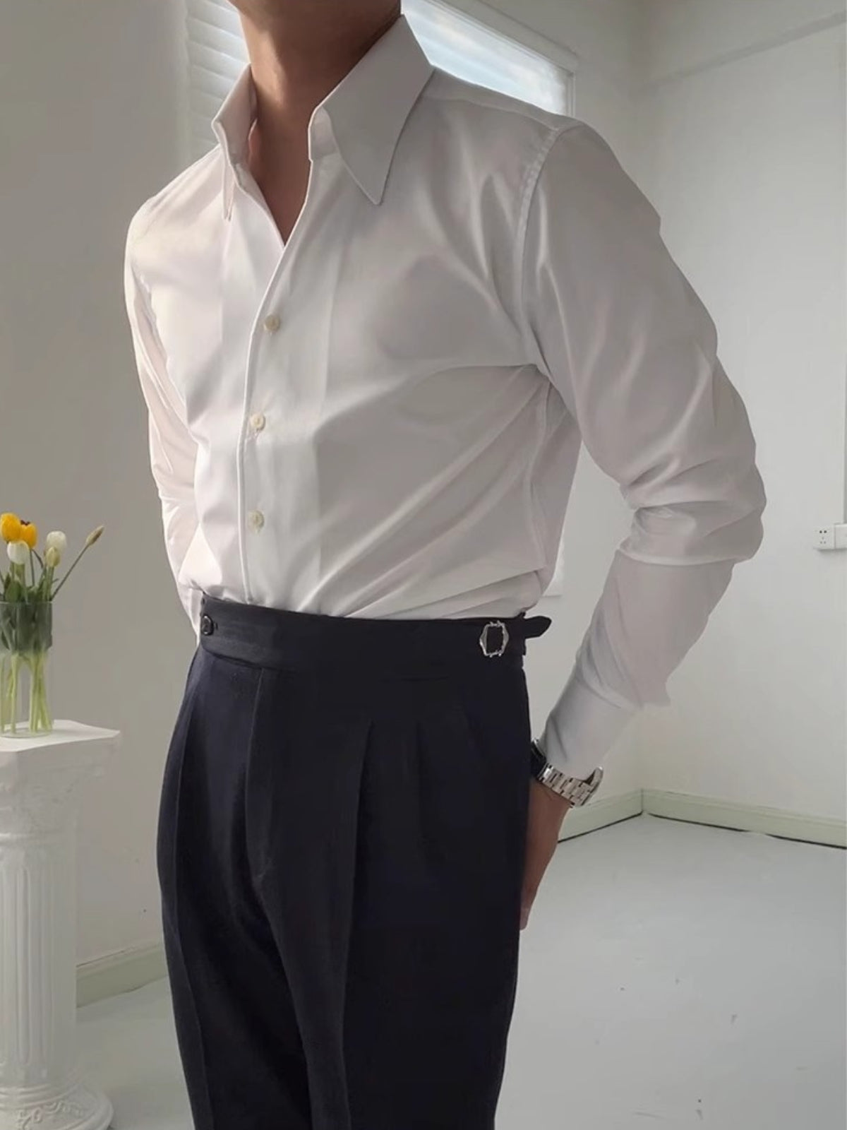 Chemise blanche coupe slim manches longues
