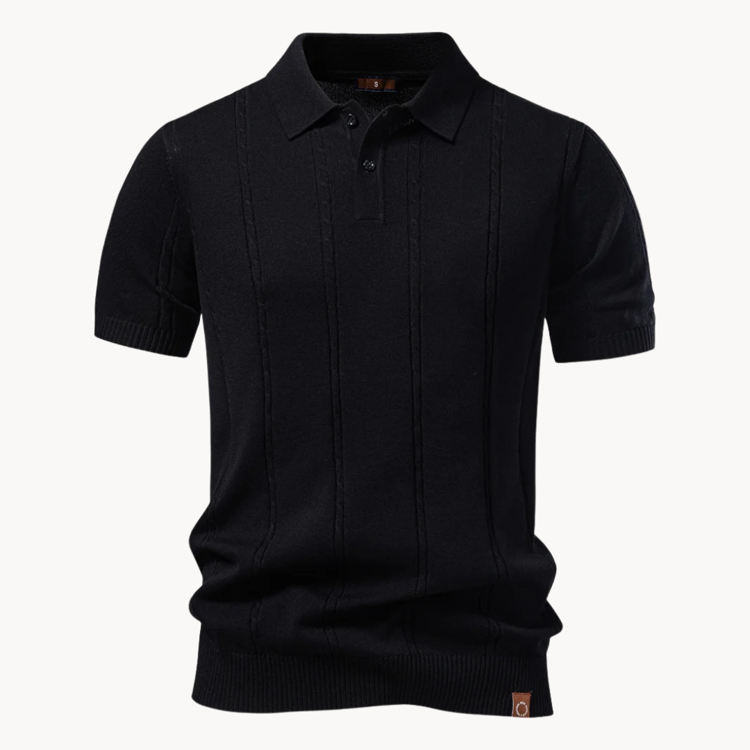 Polo maille texturée à côtes verticales