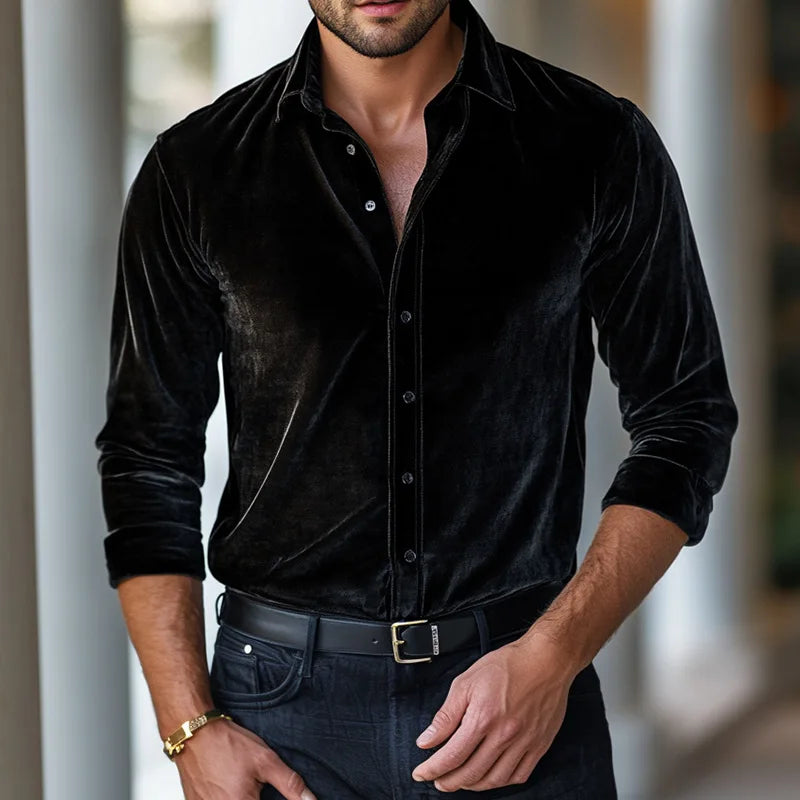 Chemise habillée en velours col structuré