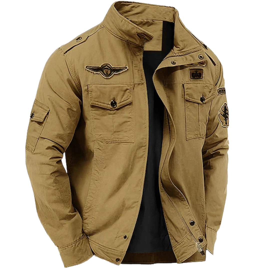 Veste militaire à col montant et poches poitrine