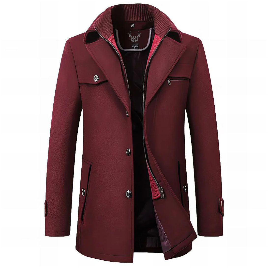 Manteau mi-long aspect lainage à revers