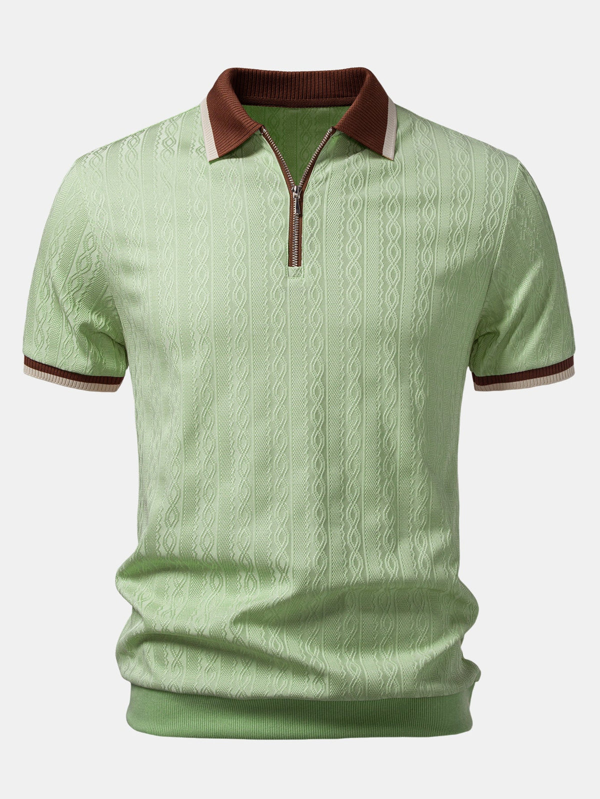 Polo en maille texturée col zippé coupe ajustée homme – Mouffetard