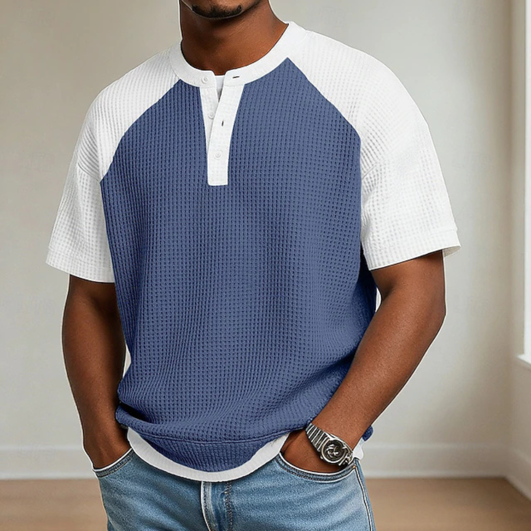 Polo en maille gaufrée texturée