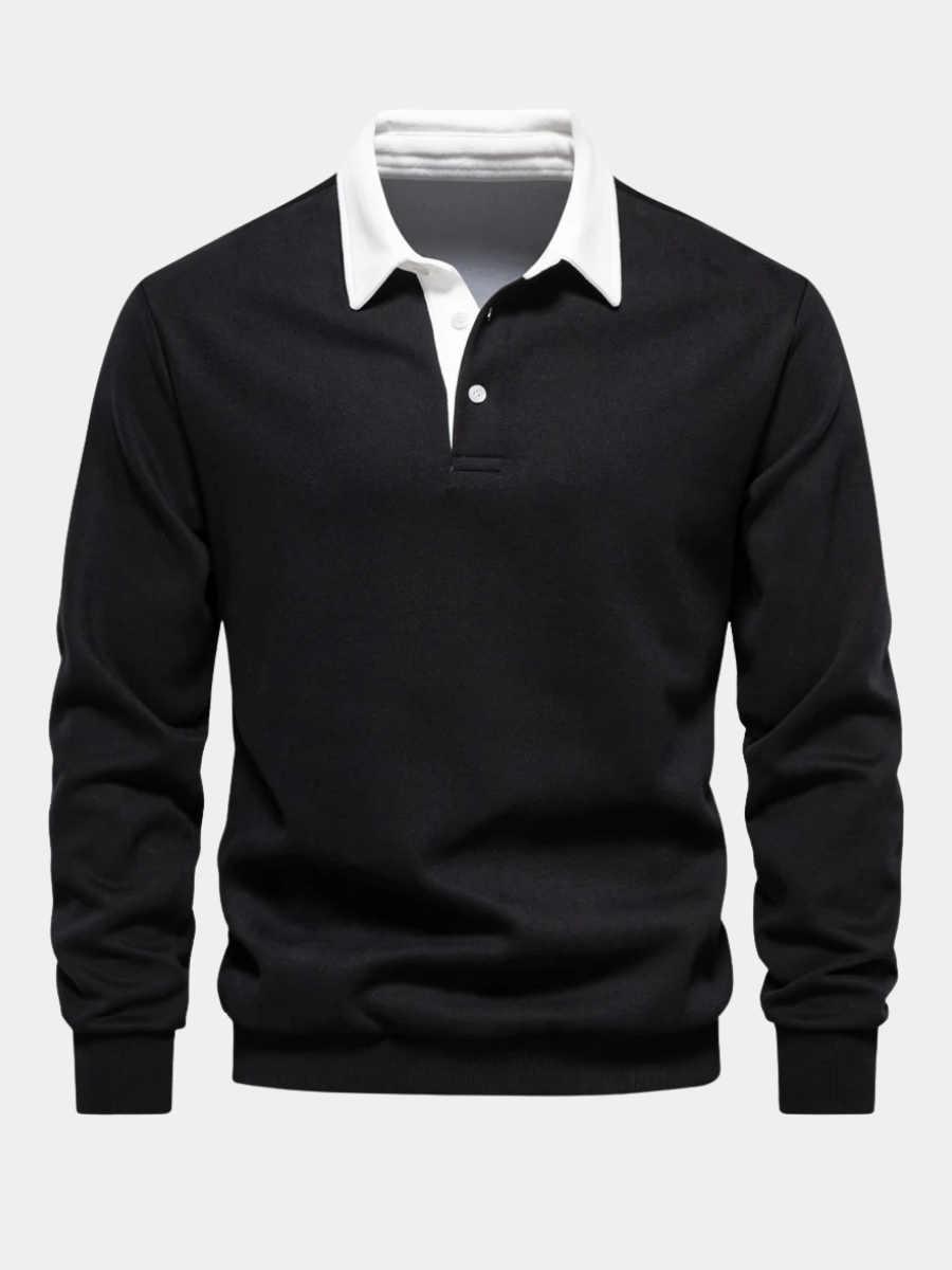 Sweat polo à col blanc contrasté
