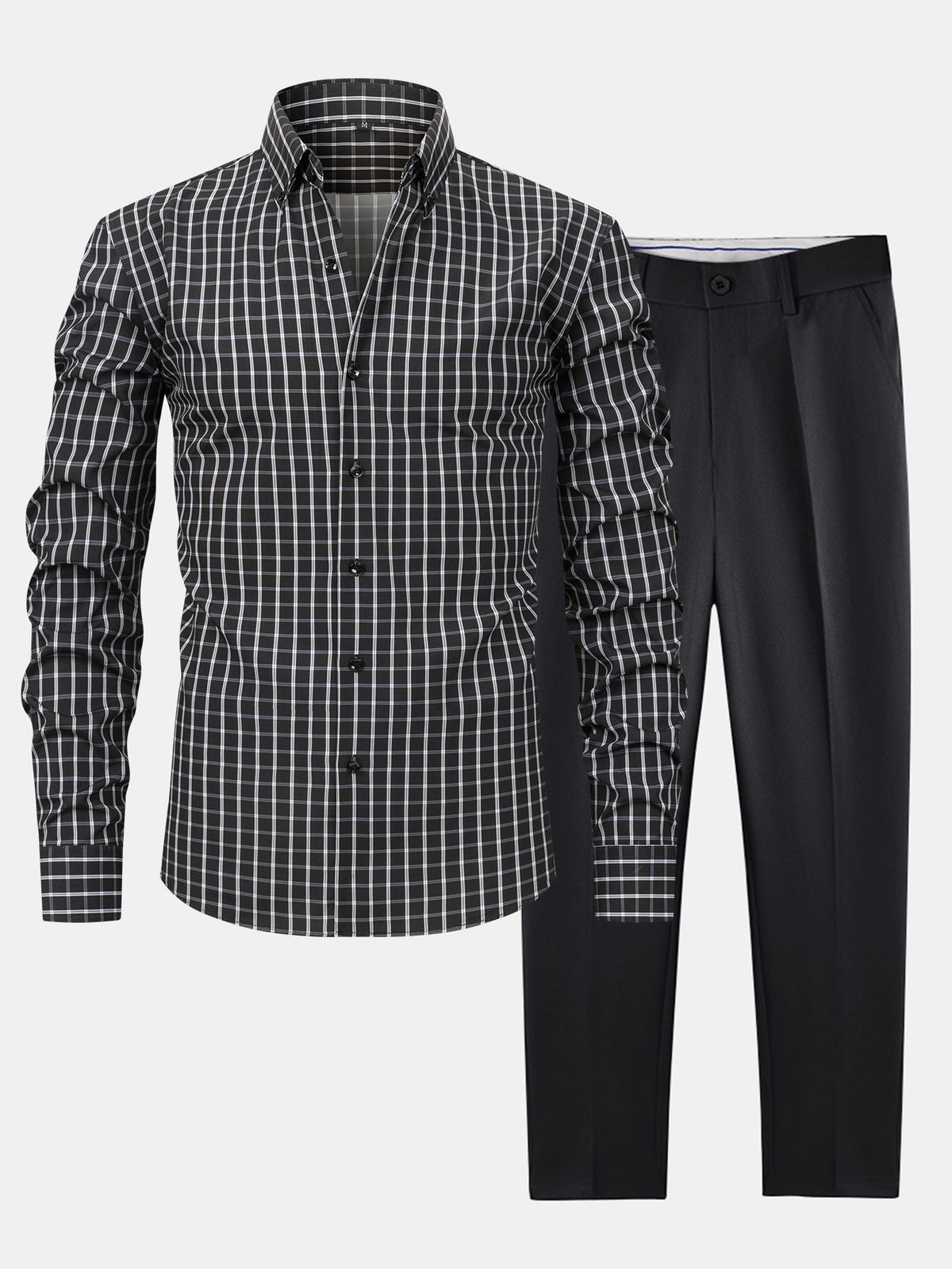 Ensemble chemise à carreaux et pantalon slim