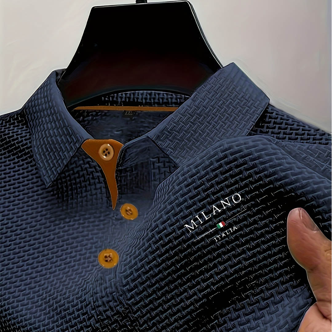 Polo maille texturée col boutonné