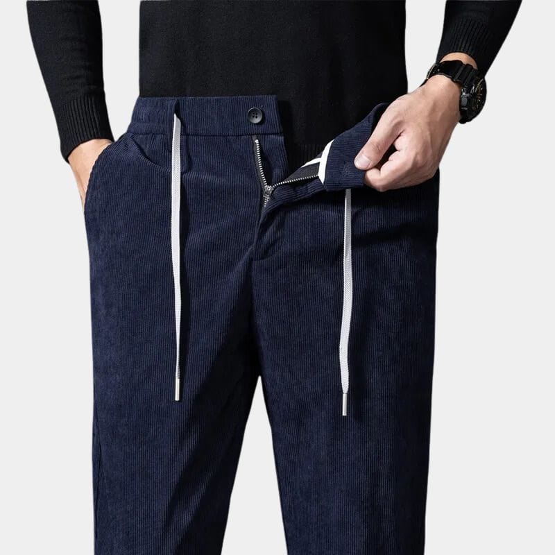 Pantalon en velours extensible coupe droite