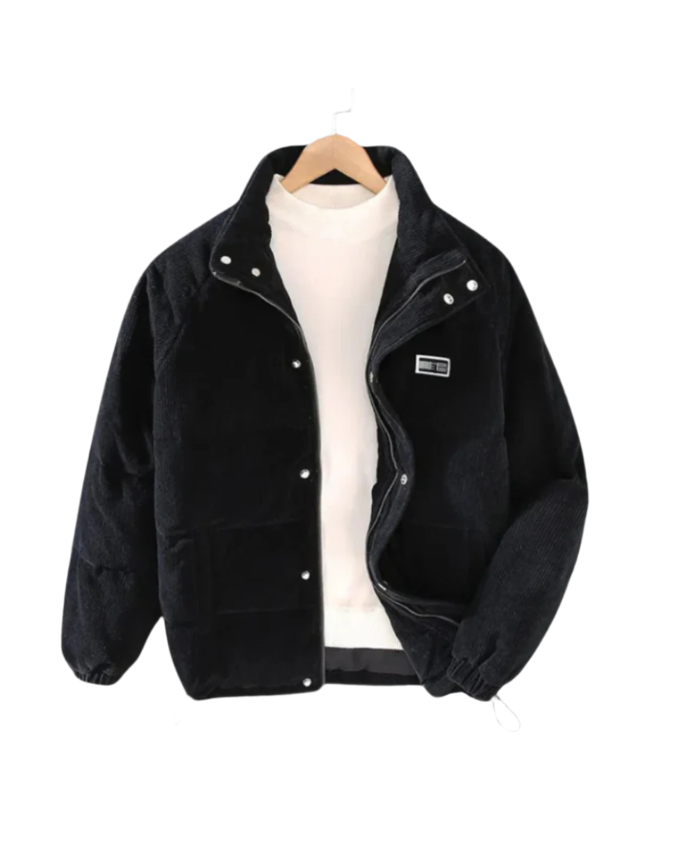Blouson matelassé aspect velours côtelé noir