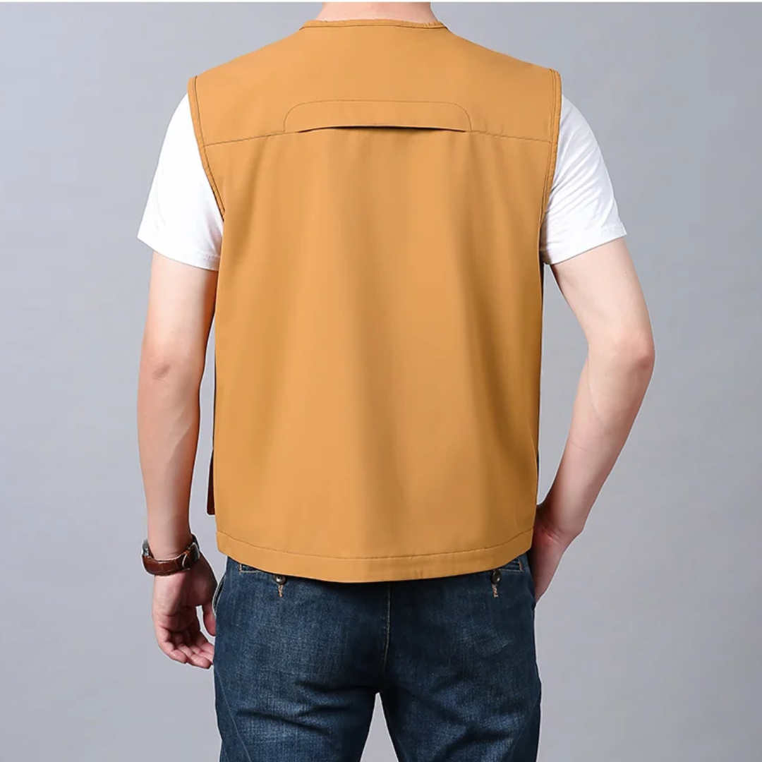 Gilet cargo sans manches multi-poches kaki