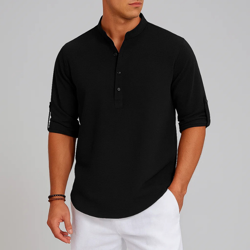 Chemise en tissu texturé ourlet arrondi