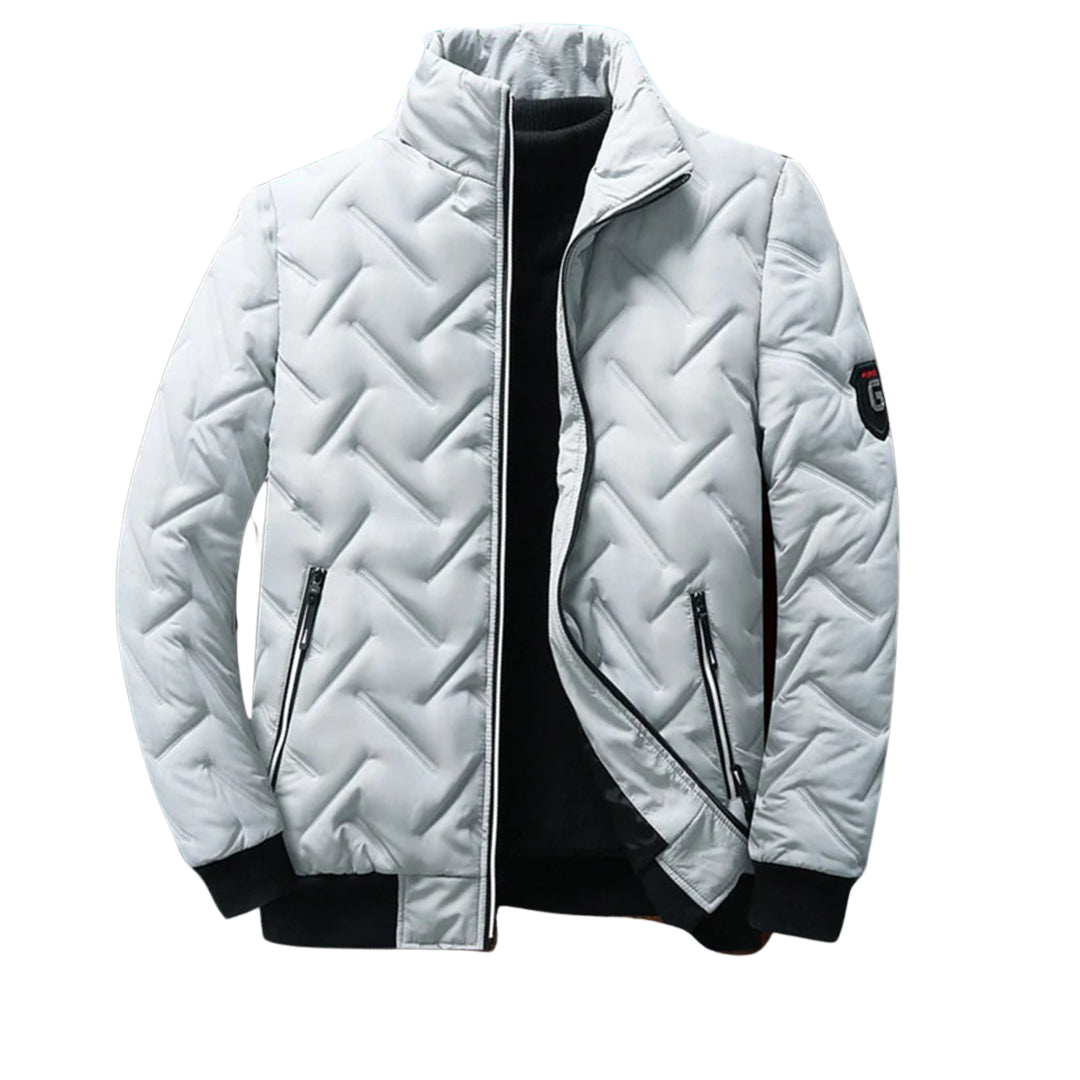Blouson matelassé col montant motif chevrons