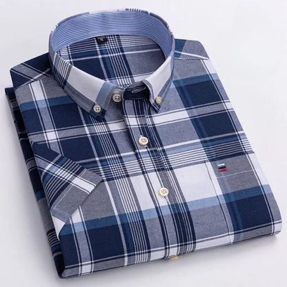 Chemise à carreaux col boutonné