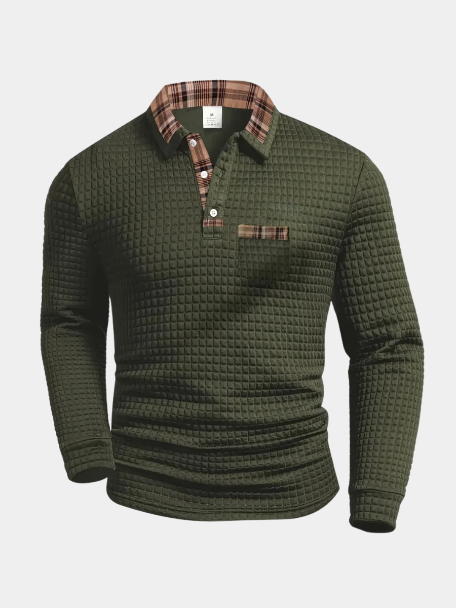 Polo à carreaux col classique motif discret style chic intemporel homme – Ravières