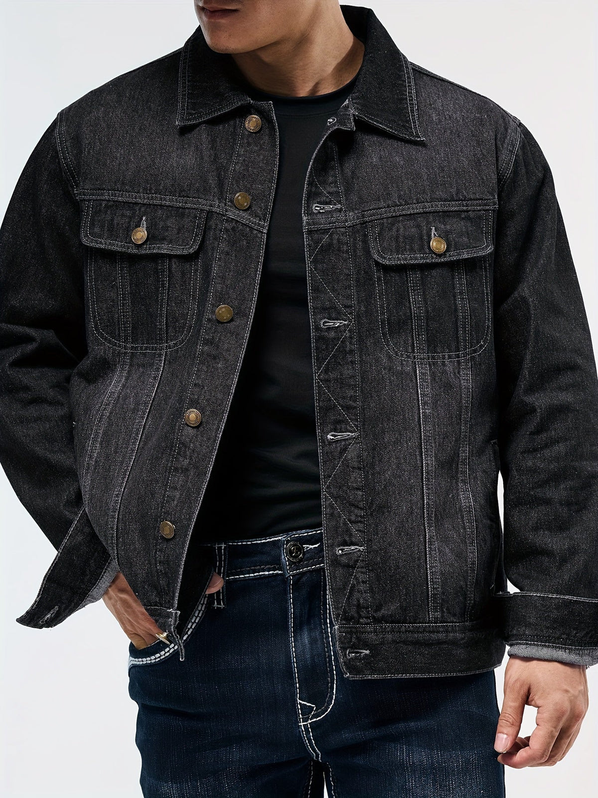 Veste en jean esprit travail unie