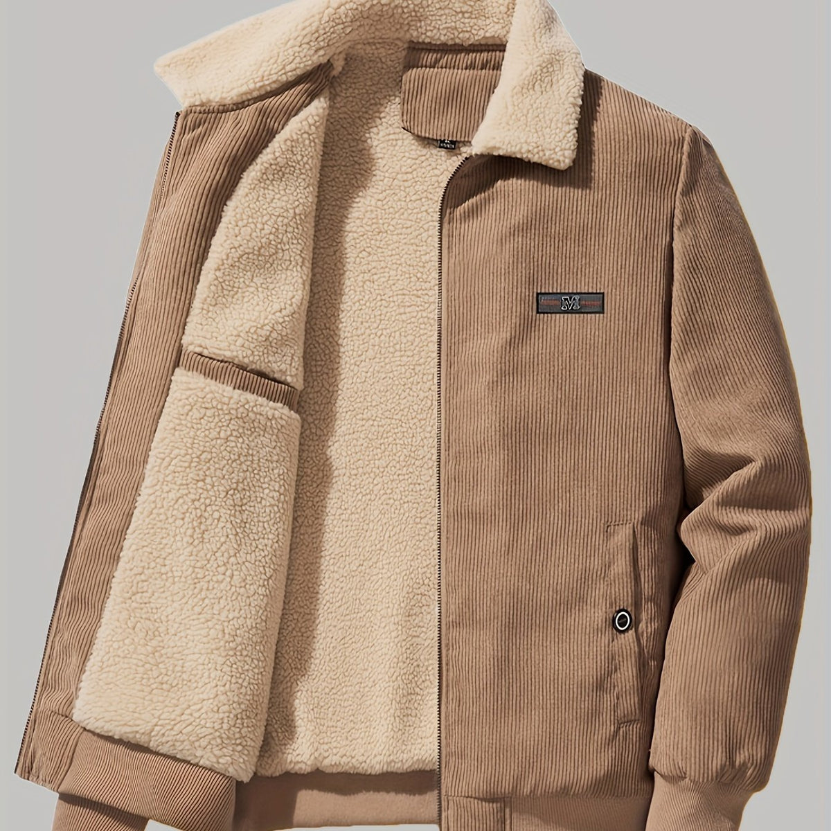 Veste zippée aspect velours côtelé