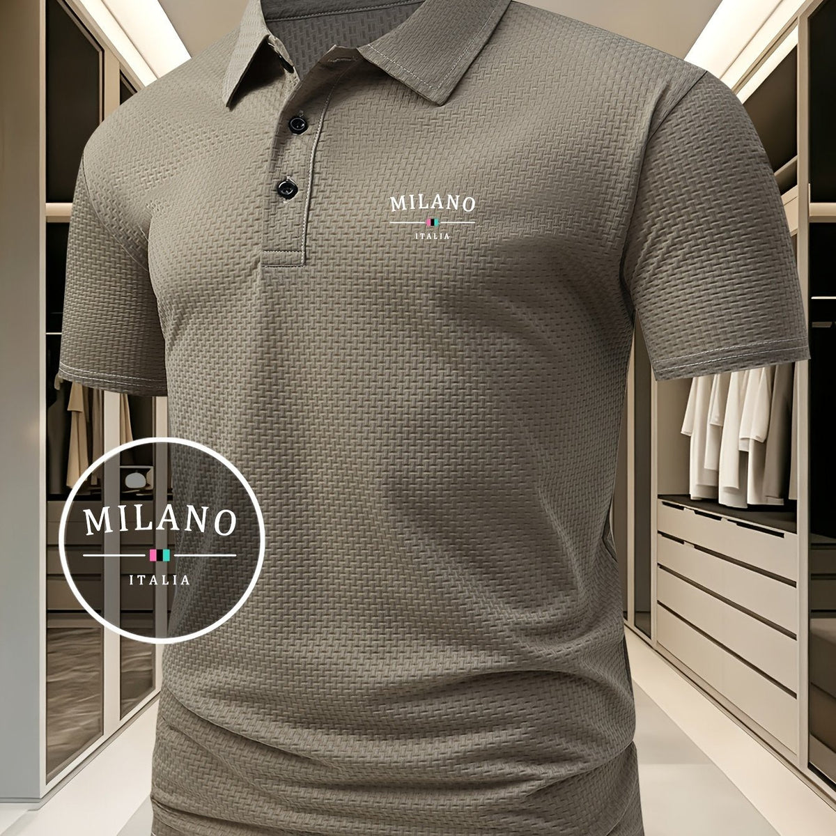 Polo en maille à motif géométrique