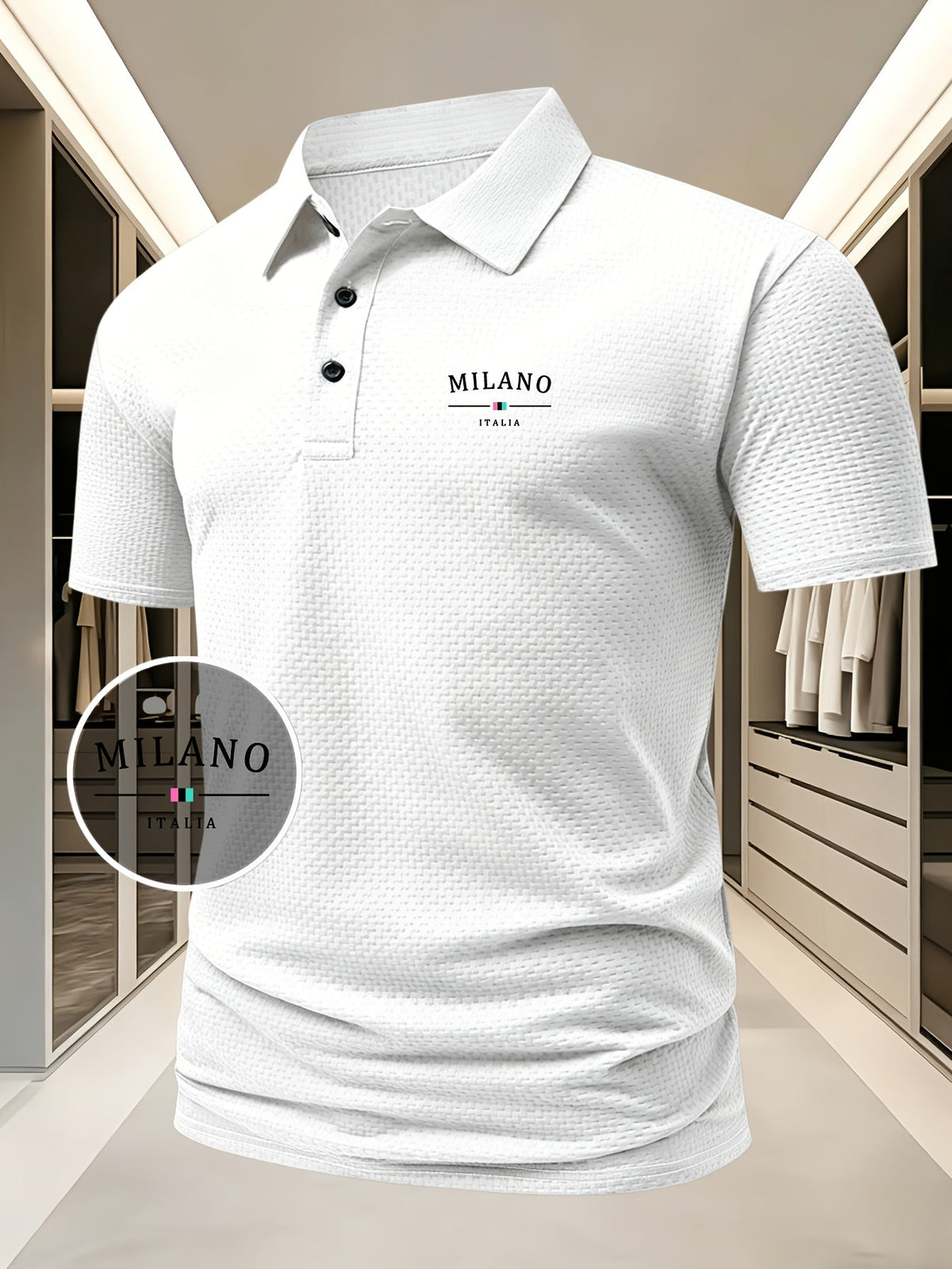 Polo en maille à motif géométrique