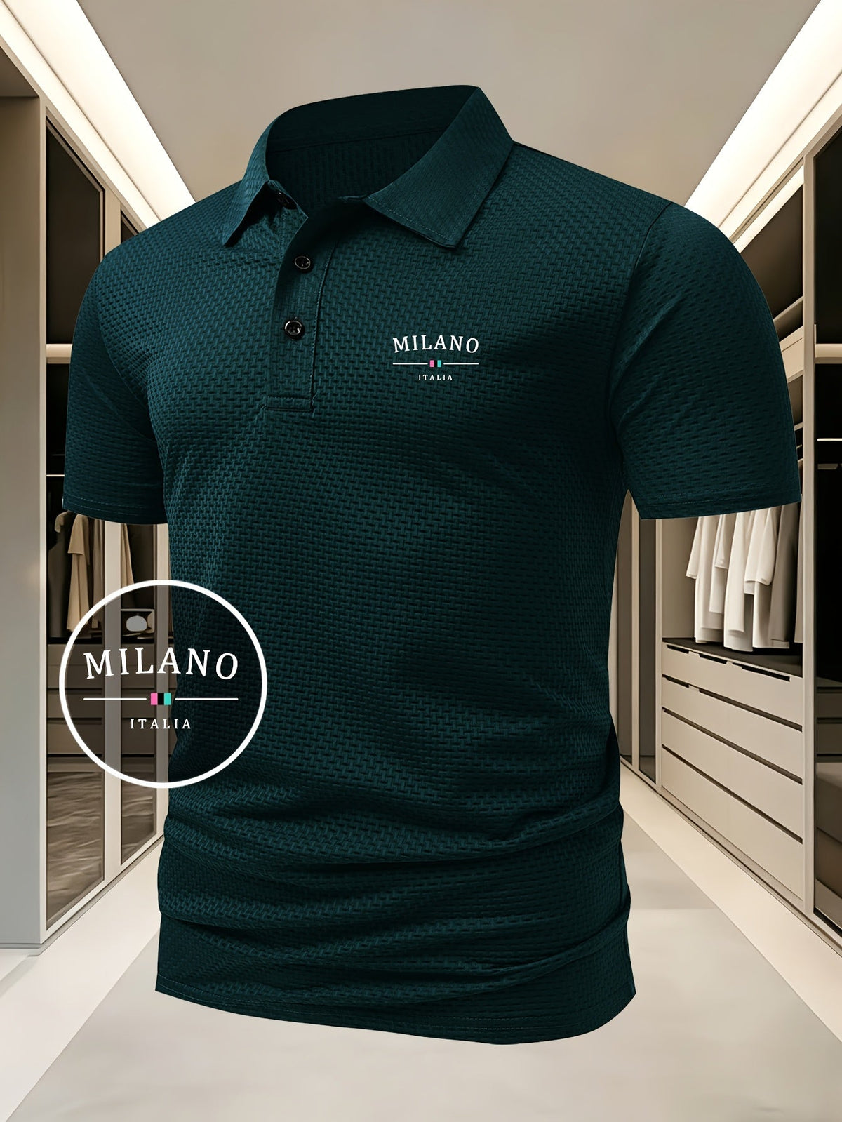 Polo en maille à motif géométrique