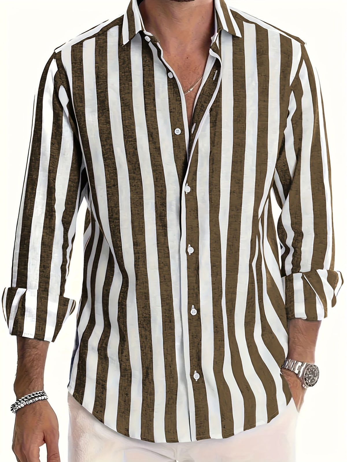Chemise rayée col à revers