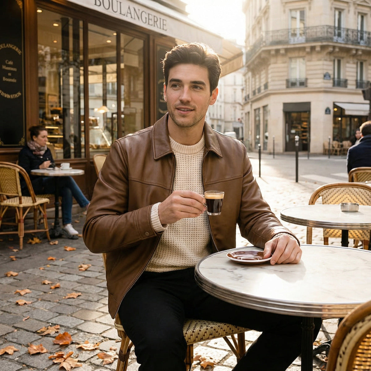 Manteau en cuir PU coupe ajustée silhouette élégante homme – Les Eyzies