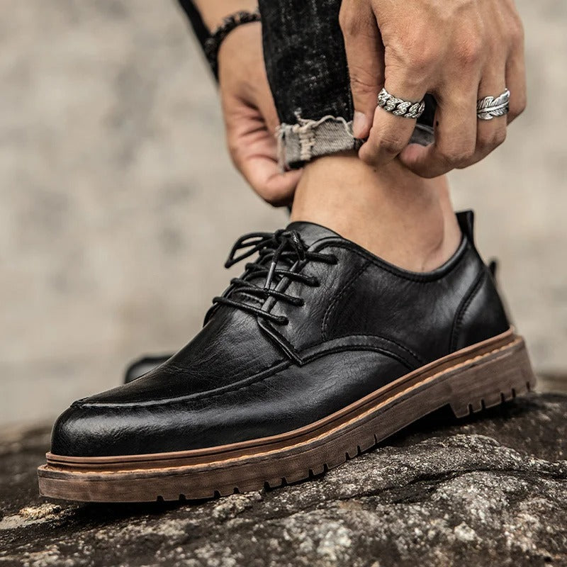 Derbies effet cuir à lacets semelle crantée