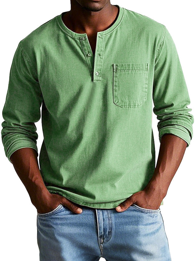 T-shirt henley vintage manches longues au style intemporel homme – Bosquet
