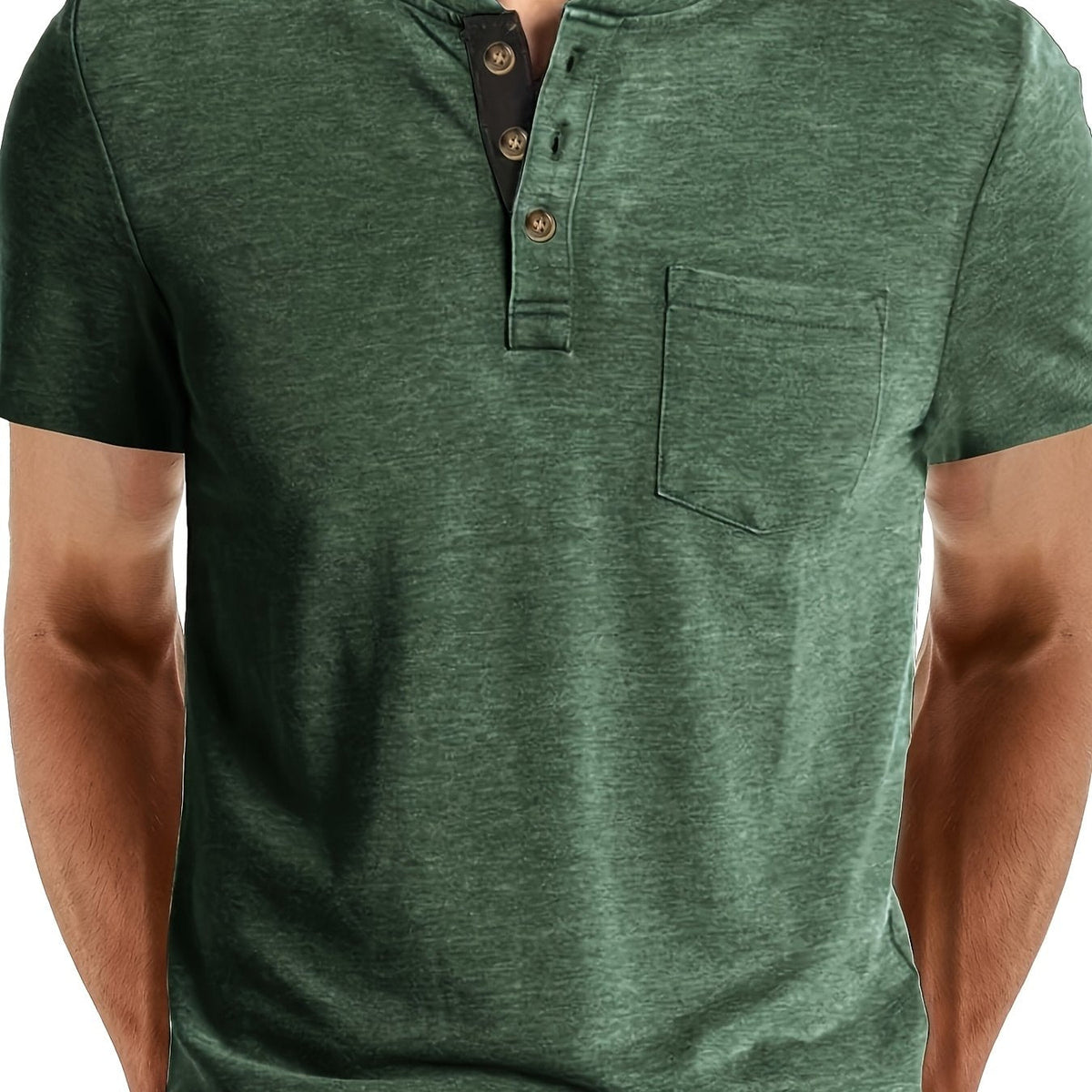 T-shirt henley manches courtes uni