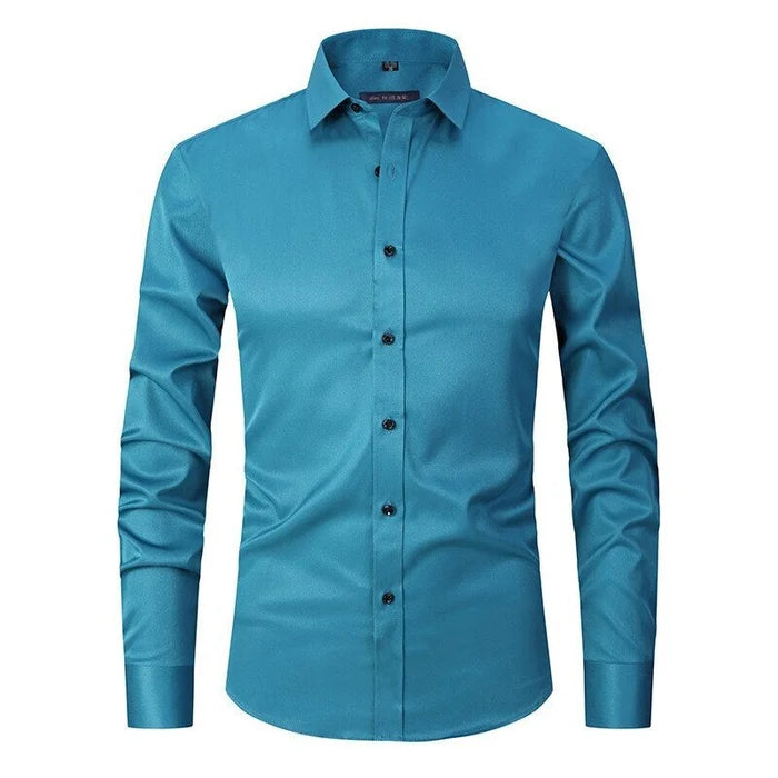 Chemise extensible manches longues homme Messine, coloris turquoise
