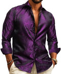 Chemise jacquard à motif cachemire manches longues pour cérémonies homme – Lancieux