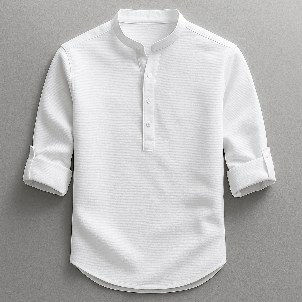 Chemise coton mélangé ourlet arrondi