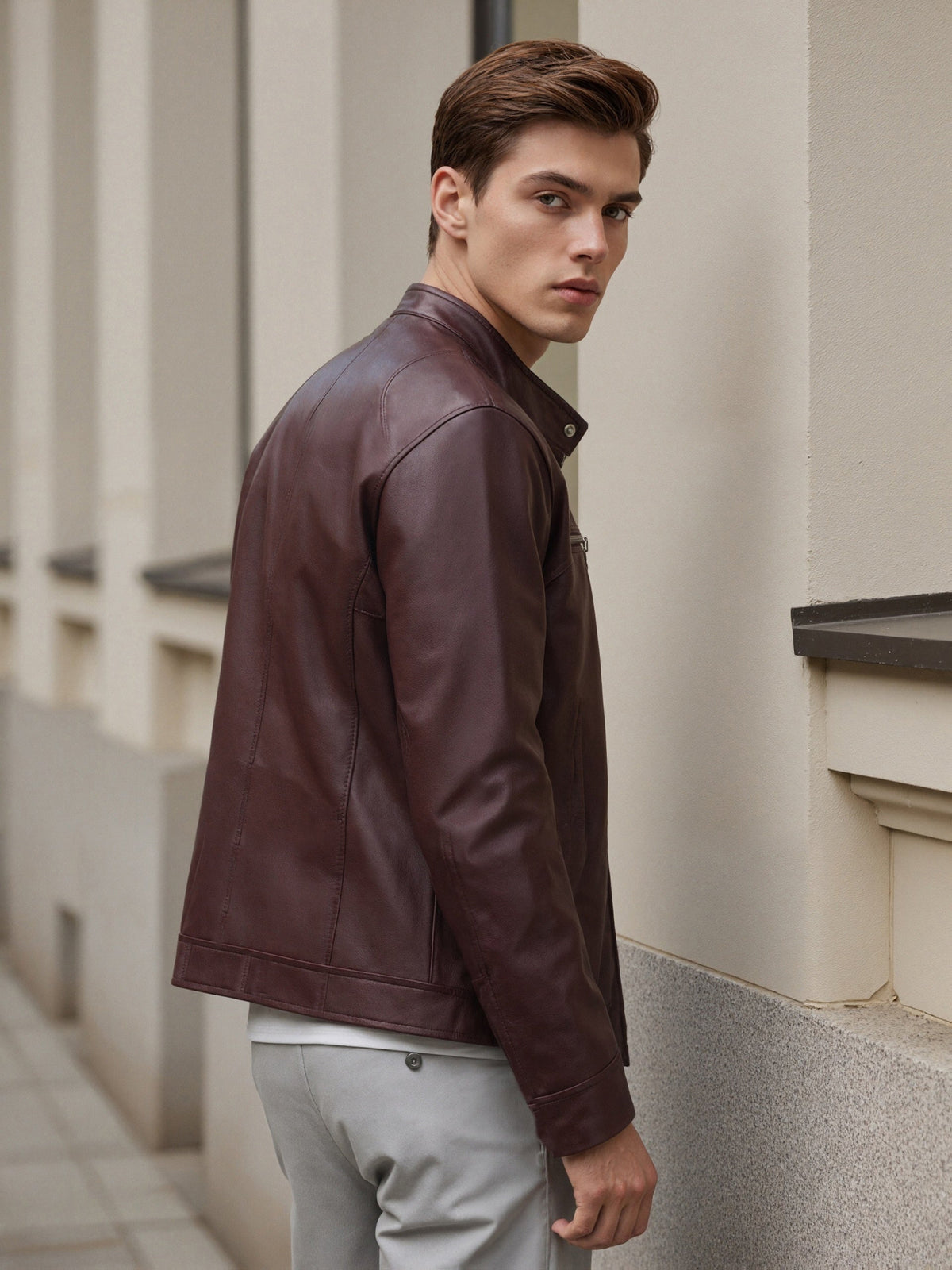 Veste zippée à col montant unie