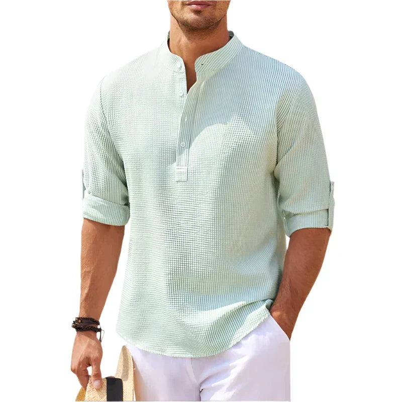 T-shirt henley col montant manches courtes coupe détendue d'été homme – Segonzac