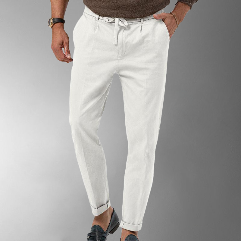 Pantalon d'été en lin coupe droite confort côtier sur mesure homme – Issigeac