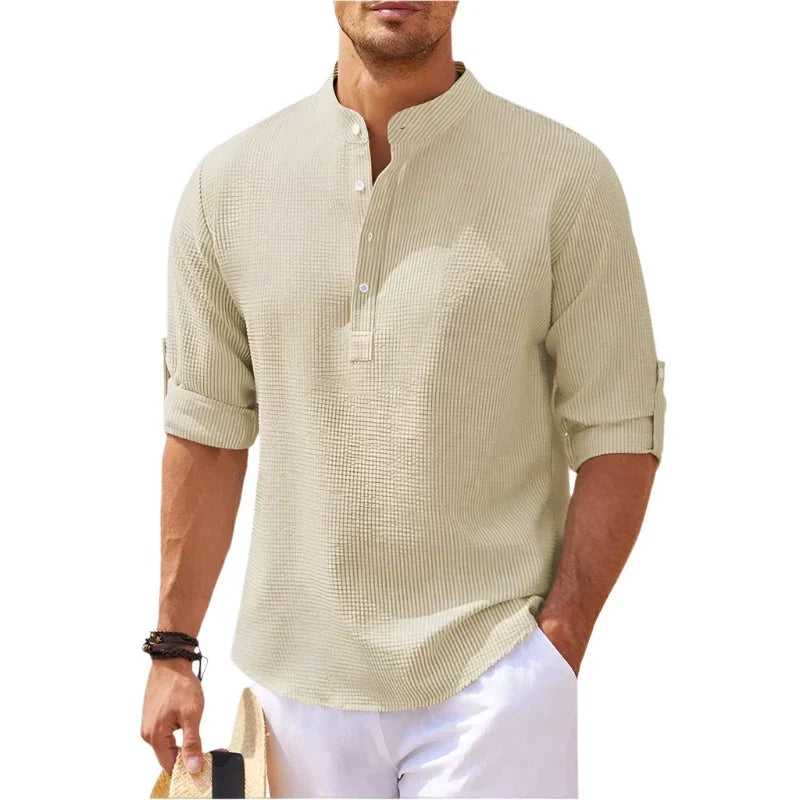 T-shirt henley col montant manches courtes coupe détendue d'été homme – Segonzac