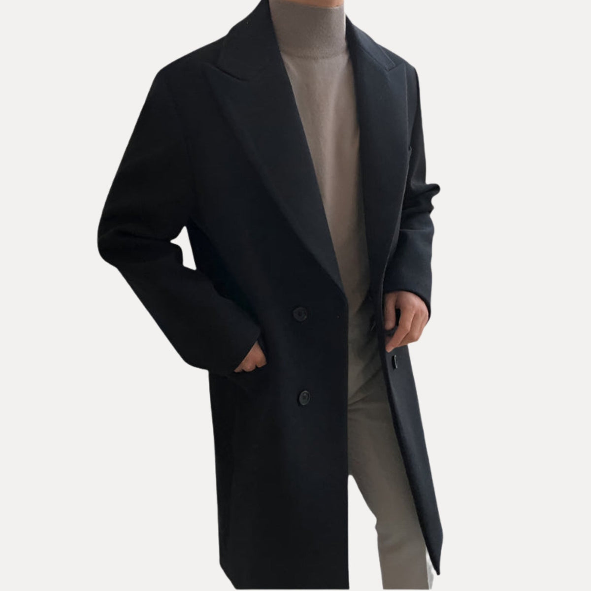 Manteau long croisé à revers pointus