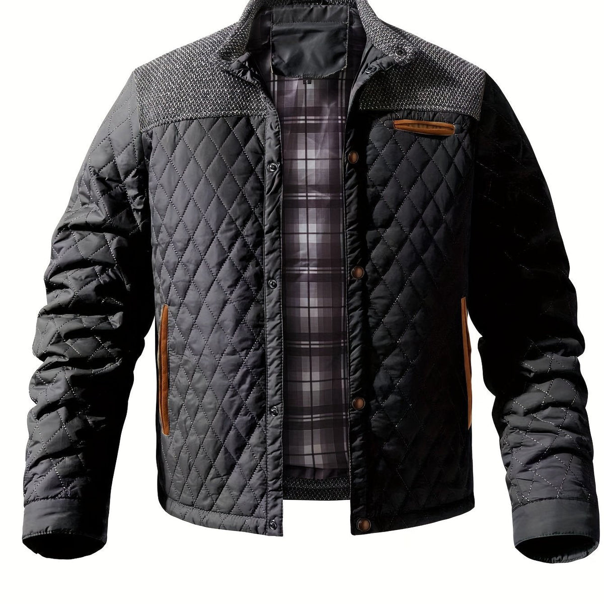 Doudoune courte matelassée col montant empiècements tricot passepoils contrastants homme – Jurançon