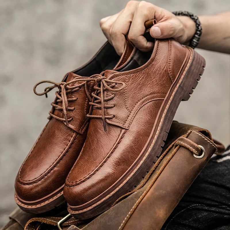 Derbies effet cuir à lacets semelle crantée